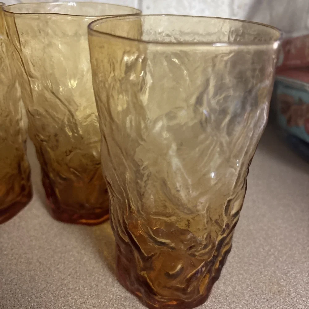 Set 4 Seneca Glass DRIFTWOOD Crinkle HIGHBALL Tumblers 5 3/4 - Picture 6 of 12
